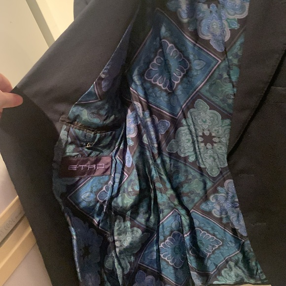 Incredible Etro Designer Suit Jacket Blazer w/ purple floral inner lining SZ 50 - Picture 3 of 6